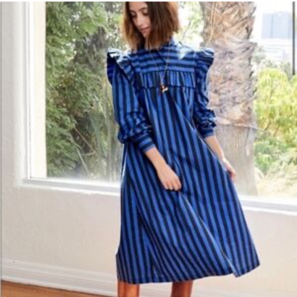 Clare V Mock Blue Striped Dress